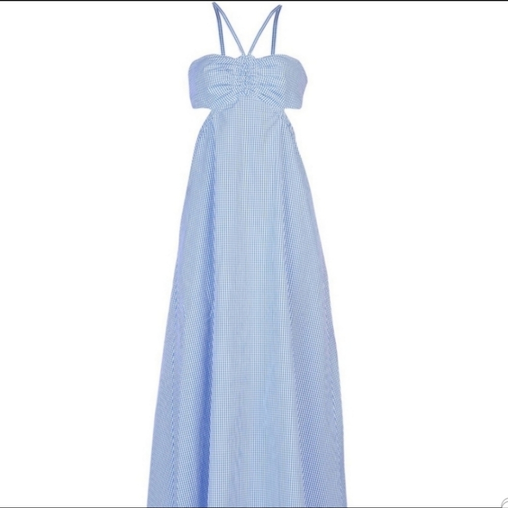 Tibi Maxi Baby Blue Open Back Dress Size 12